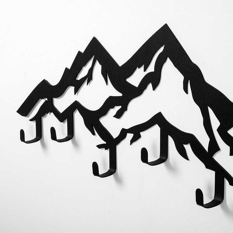 Mountain Metal Coat Rack Metal Wall Art store With 5 Hooks